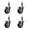 Service Caster 3.5'' SS Black Poly Wheel Swivel 3/4'' Expanding Stem Caster Set, 4PK SCC-SSEX20S3514-PPUB-BLK-34-4 - alternate 1